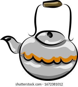 Dibujo tetera, ilustración, vector sobre fondo blanco.