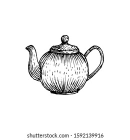 Teapot drawing sketch design vector illustration.