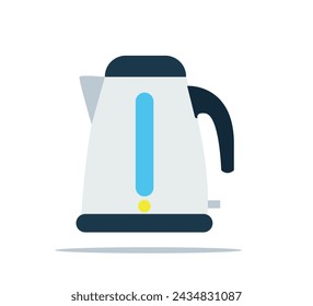 Teapot. Electric kettle for home use in the kitchen. For boiling water for tea or coffee. Vector illustration isolated on white background. Flat icon.