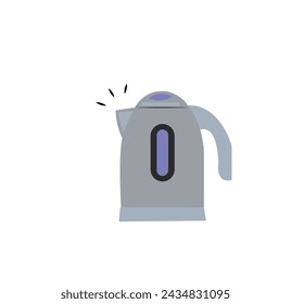 Teapot. Electric kettle for home use in the kitchen. For boiling water for tea or coffee. Vector illustration isolated on white background. Flat icon.