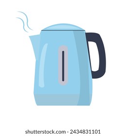 Teapot. Electric kettle for home use in the kitchen. For boiling water for tea or coffee. Vector illustration isolated on white background. Flat icon.