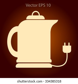 teapot with an electric plug vector icon