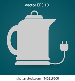 teapot with an electric plug vector icon