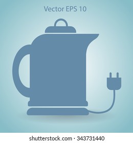 teapot with an electric plug vector icon