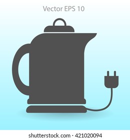 teapot with an electric plug vector icon