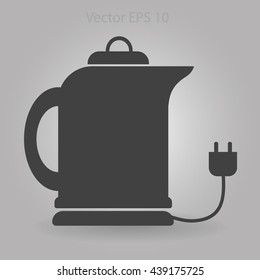 teapot with an electric plug vector icon