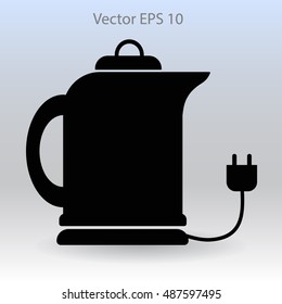 teapot with an electric plug vector icon