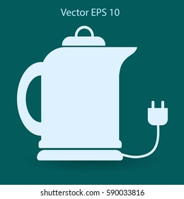 teapot with an electric plug vector icon