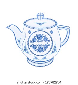 Teapot faience part of porcelain vector illustration 