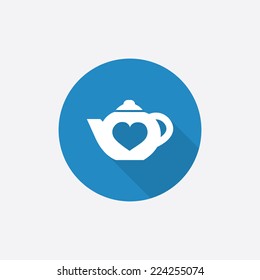 teapot Flat Blue Simple Icon with long shadow, isolated on white background  