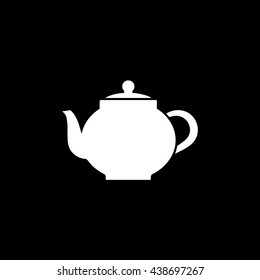 Teapot Flat Icon On Black Background