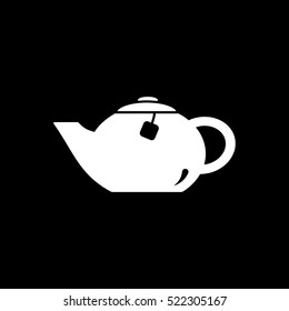 Teapot Flat Icon On Black Background