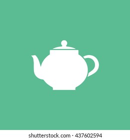 Teapot Flat Icon On Green Background
