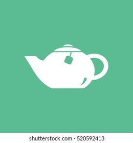 Teapot Flat Icon On Green Background