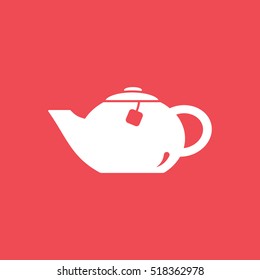 Teapot Flat Icon On Red Background
