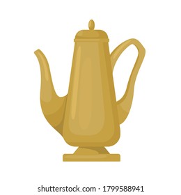 Teapot flat illustration. Kettle for tea or coffee front view. Vector.
