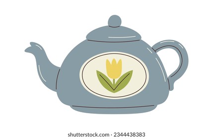 Teapot With Flower Vector Illustration