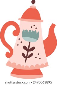 Teekanne mit blühender Vektorillustration