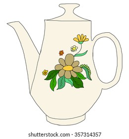 teapot with flowers background