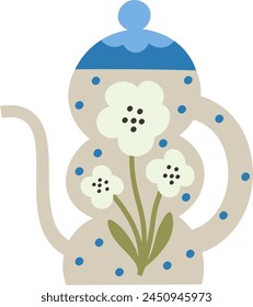 Teekanne mit Blumen Vektorillustration