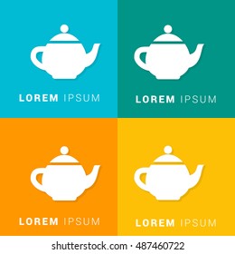 Teapot Four Color Material Designed Icon / Logo