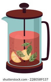 teapot french press vector illustration