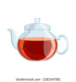 teapot glass cartoon. tea pot, transparent clear kettle, teatime, hot beverage teapot glass vector illustration