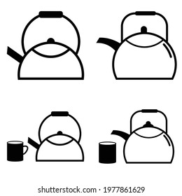 teapot and glass set icon vector illustration