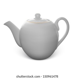 Teapot with gold border isolated on white background made of gradient mesh