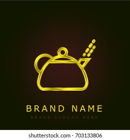 Teapot golden metallic logo