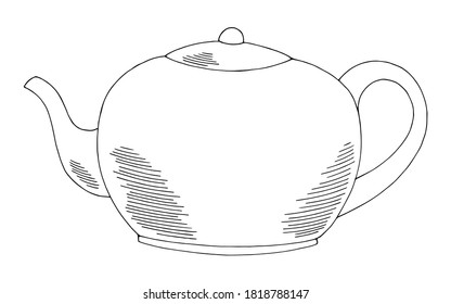 Teapot graphic black white isolated sketch illustration vector
