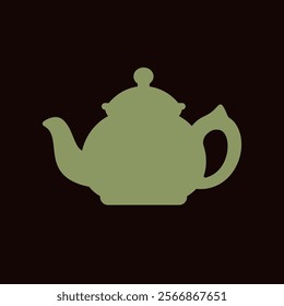 Teapot green silhouette vector illustration on dark background