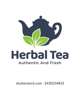 Teapot green tea leaf logo icon design template flat vector. Vector Tea logo isolated on a white background