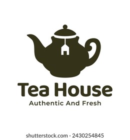 Teapot green tea leaf logo icon design template flat vector. Vector Tea logo isolated on a white background