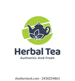 Teapot green tea leaf logo icon design template flat vector. Vector Tea logo isolated on a white background