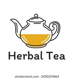 Teapot green tea leaf logo icon design template flat vector. Vector Tea logo isolated on a white background
