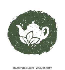 Teapot green tea leaf logo icon design template flat vector. Vector Tea logo isolated on a white background
