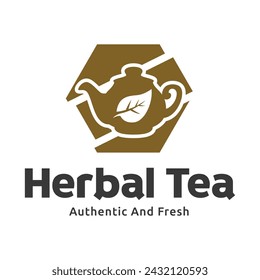 Teapot green tea leaf logo icon design template flat vector. Vector Tea logo isolated on a white background