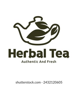 Teapot green tea leaf logo icon design template flat vector. Vector Tea logo isolated on a white background