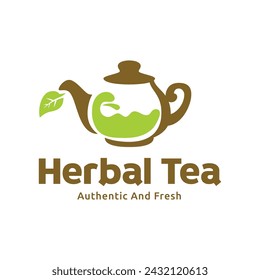 Teapot green tea leaf logo icon design template flat vector. Vector Tea logo isolated on a white background