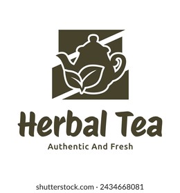 Teapot green tea leaf logo icon design template flat vector. Vector Tea logo isolated on a white background