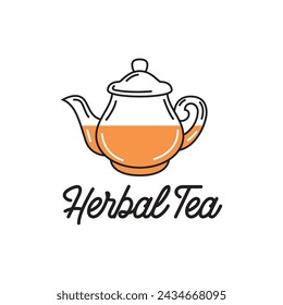 Teapot green tea leaf logo icon design template flat vector. Vector Tea logo isolated on a white background