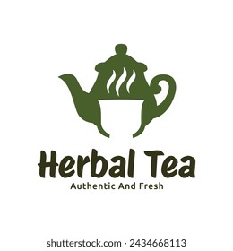 Teapot green tea leaf logo icon design template flat vector. Vector Tea logo isolated on a white background