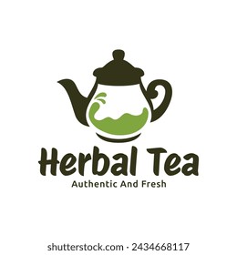 Teapot green tea leaf logo icon design template flat vector. Vector Tea logo isolated on a white background