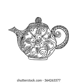 Teapot . Hand drawing illustration.