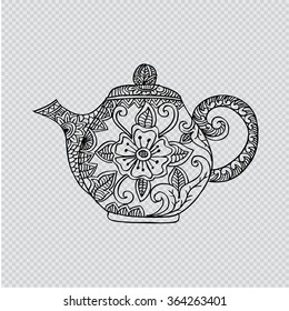 Teapot . Hand Drawing Illustration.