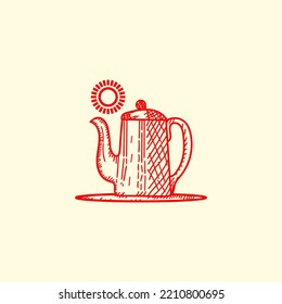 Teapot hand drawn sketch vector illustration for logo and other designs