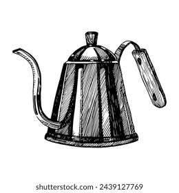 Teapot hand drawn sketch, vector illustration 