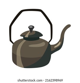 Teapot with handle Camping Equipment. Vector illustration