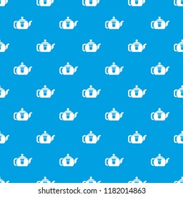 Teapot with handle pattern vector seamless blue repeat for any use
